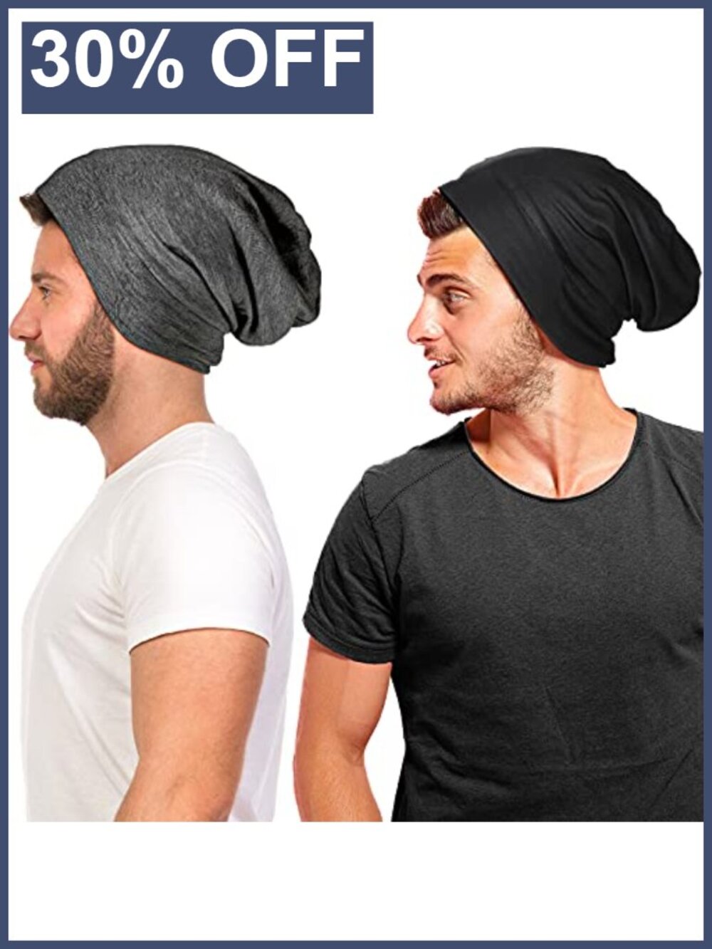 2 Pk Silk Satin Sleep Cap Beanie Adjustable Elastic Band Curly Hair